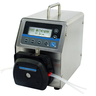 Disinfecting lab equipment with peristaltic pumps